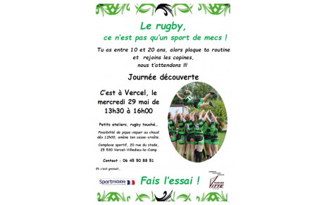journée decouverte rugby feminin le 29 mai à vercel